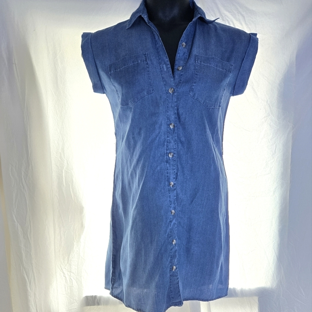 Cute Chambray Shirt Dress - Picture 2 of 10